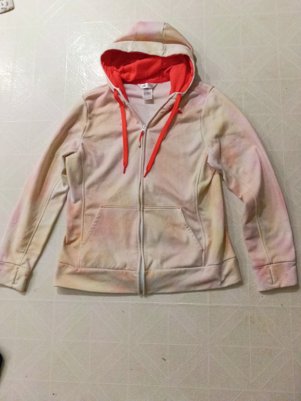 Women's Lightweight Zip Hoodie with Neon Coral Lining The north face